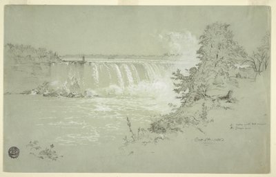 Tegning, Horseshoe Falls og Goat Island fra den canadiske bank, 6. oktober 1856 af Frederic Edwin Church