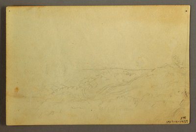 Tegning, Hus i skoven ved et vandløb, april 1845 af Frederic Edwin Church