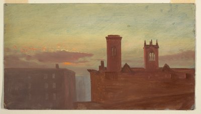 Tegning, Housetops/Hudson, ca. 1867 af Frederic Edwin Church