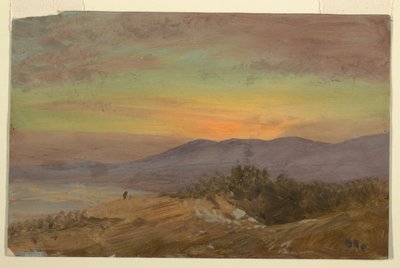 Tegning, Hudson Valley, solnedgang, 1869-70 af Frederic Edwin Church