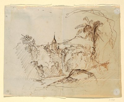 Tegning, Imaginært landskab, 1865-66 af Frederic Edwin Church