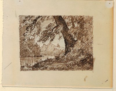 Tegning, Imaginært flodlandskab, ca. 1870-73 af Frederic Edwin Church