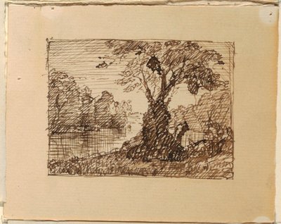 Tegning, Imaginært flodlandskab, ca. 1870-73 af Frederic Edwin Church