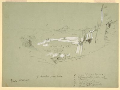Tegning, Isola Farnese i den romerske Campagna, Italien, maj 1869 af Frederic Edwin Church