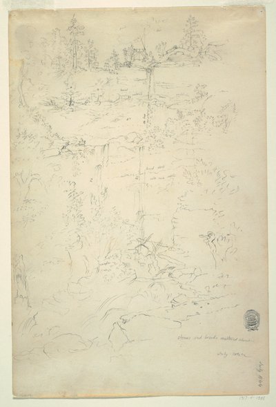 Tegning, Kaaterskill Falls, Catskill Mountains, New York, juli 1844 af Frederic Edwin Church