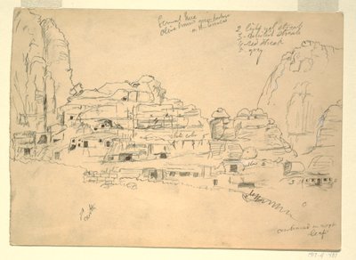 Tegning, Khirbet-en-Nasara, Petra, Jordan, 26. februar 1868 af Frederic Edwin Church
