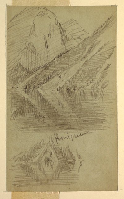 Tegning, Königssee, Berchtesgaden, Bayern, juni eller juli 1868 af Frederic Edwin Church