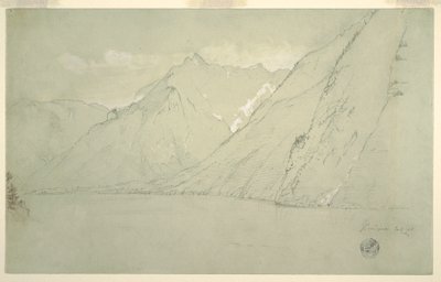 Tegning, Königssee fra Falkenstein, juli 1868 af Frederic Edwin Church