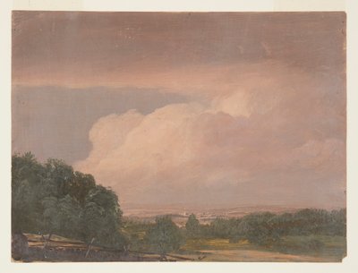 Tegning, landskab (muligvis Hudson Valley), 1860-70 af Frederic Edwin Church