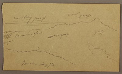 Tegning, landskab, august 1865 af Frederic Edwin Church