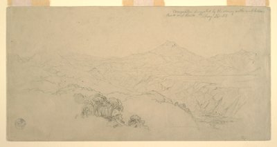 Tegning, landskabskomposition: Foreslået af landskabet på vejen mellem Paso, Colombia og Quito, Ecuador, 26. august 1853 af Frederic Edwin Church