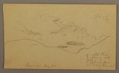 Tegning, landskab, maj-august 1865 af Frederic Edwin Church