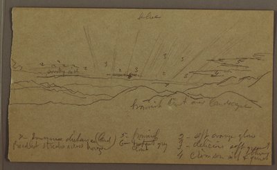Tegning, landskab, maj-august 1865 af Frederic Edwin Church