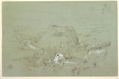 Tegning, landskab nær Guaranda, Ecuador, 5. juni 1857 af Frederic Edwin Church