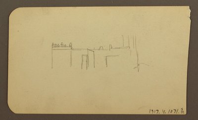 Tegning, landskab; bagside: Kirke, april 1885 af Frederic Edwin Church
