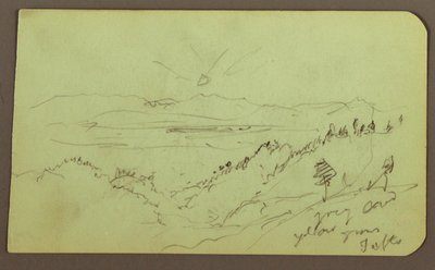 Tegning, landskab; bagside: Figur, landskab, 1883 af Frederic Edwin Church