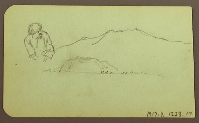 Tegning, landskab; bagside: Figur, landskab, 1883 af Frederic Edwin Church