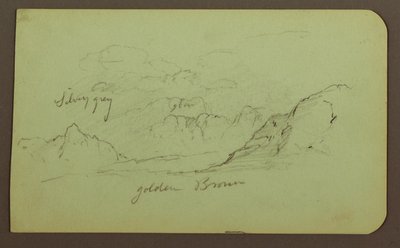 Tegning, landskab; bagside: figurer, kirke, 1883 af Frederic Edwin Church
