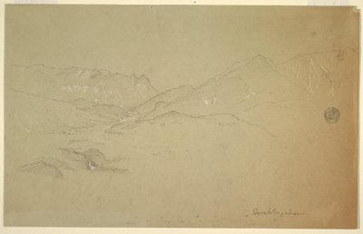 Tegning, Landskab nær Berchtesgaden, juni-juli 1868 af Frederic Edwin Church