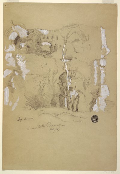 Tegning, Landskab nær Caracalla-badene, Rom, februar 1869 af Frederic Edwin Church