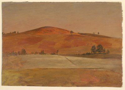 Tegning, Landskab med lav bakke og marker, 1870-80 af Frederic Edwin Church