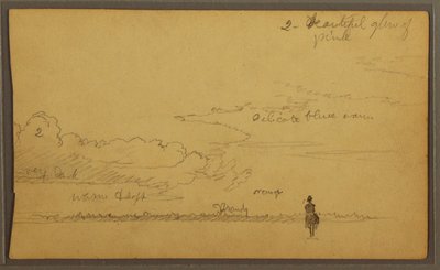 Tegning, Landskab med figur, 1857 af Frederic Edwin Church