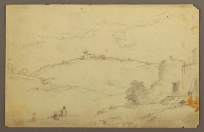 Tegning, Landskab med figurer, 1885 af Frederic Edwin Church