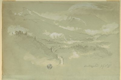 Tegning, Landskaber, kvarteret omkring Berchtesgaden, 1868 af Frederic Edwin Church