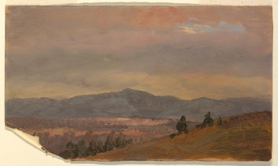 Tegning, kigger mod fjerne bakker, Hudson Valley, New York, 1870-80 af Frederic Edwin Church