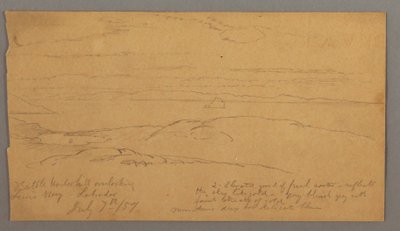 Tegning, Louis Bay, Labrador, 7. juli 1859 af Frederic Edwin Church