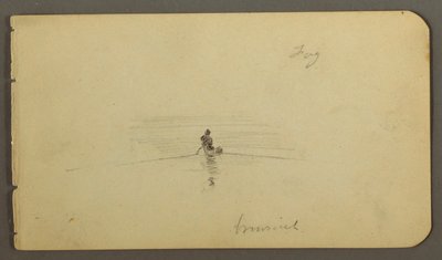 Tegning, mand i kano, muligvis 1878 af Frederic Edwin Church