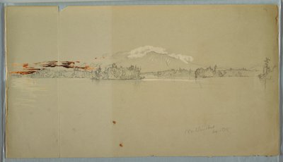 Tegning, Millinocket Lake, udsigt til Mt. Katahdin, september 1878 af Frederic Edwin Church