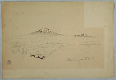 Tegning, Chimborazo-bjerget, udsigt fra Riobamba, Ecuador, juli 1857 af Frederic Edwin Church