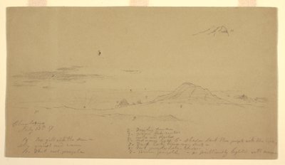 Tegning, Chimborazo-bjerget ved solnedgang, 1857 af Frederic Edwin Church