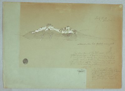 Tegning, Mount Iliniza, Ecuador, 3. juli 1857 af Frederic Edwin Church