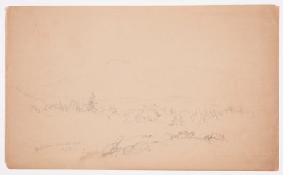 Tegning, "Mount Katahdin fra vest" [kigger vestpå mod Mount Katahdin], august 1852 af Frederic Edwin Church
