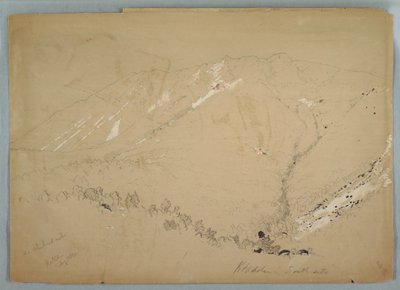 Tegning, Mount Katahdin, set fra syd, august 1852 af Frederic Edwin Church