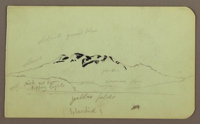 Tegning, bjerglandskab, "Itaccihuatl"; bagside: Bjergtoppe, 1883 af Frederic Edwin Church