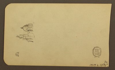 Tegning, bjerglandskab; bagside: Kirke med kuppel, april 1885 af Frederic Edwin Church