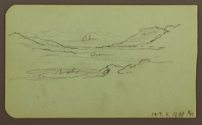 Tegning, bjerglandskab; bagside: landskab, 1883 af Frederic Edwin Church