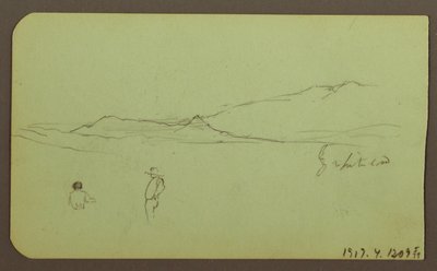 Tegning, bjerglandskab; bagside: bjerglandskab, figur, 1883 af Frederic Edwin Church