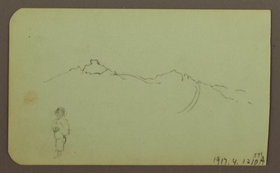 Tegning, bjerglandskab; bagside: bjergkæde, figur, 1883 af Frederic Edwin Church
