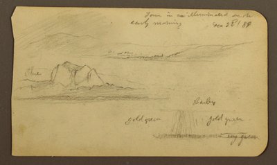Tegning, bjerglandskaber; bagside: bjergflanke, Tocatecas, 22. december 1884 af Frederic Edwin Church