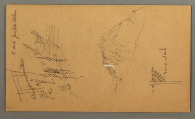 Tegning, bjergtop, vegetation ved bassin, 1868 af Frederic Edwin Church