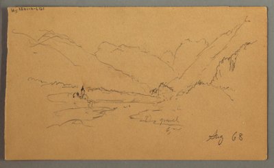 Tegning, Bjergtoppe, 1868 af Frederic Edwin Church