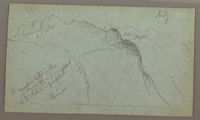 Tegning, Mountain Peaks, muligvis juli 1868 af Frederic Edwin Church