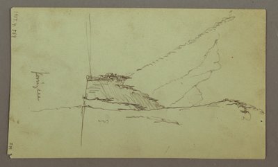Tegning, bjergtoppe, flod, juli 1868 af Frederic Edwin Church