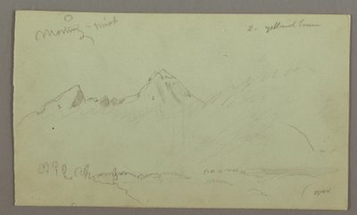 Tegning, Bjergtoppe, muligvis 1868 af Frederic Edwin Church