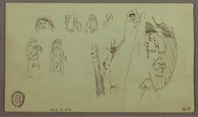 Tegning, bjergkæde, figurstudier, maj, muligvis 1868 af Frederic Edwin Church