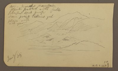 Tegning, bjergkæde, Toluca; bagside: Bjergkæde, Toluca, 7. januar 1885 af Frederic Edwin Church